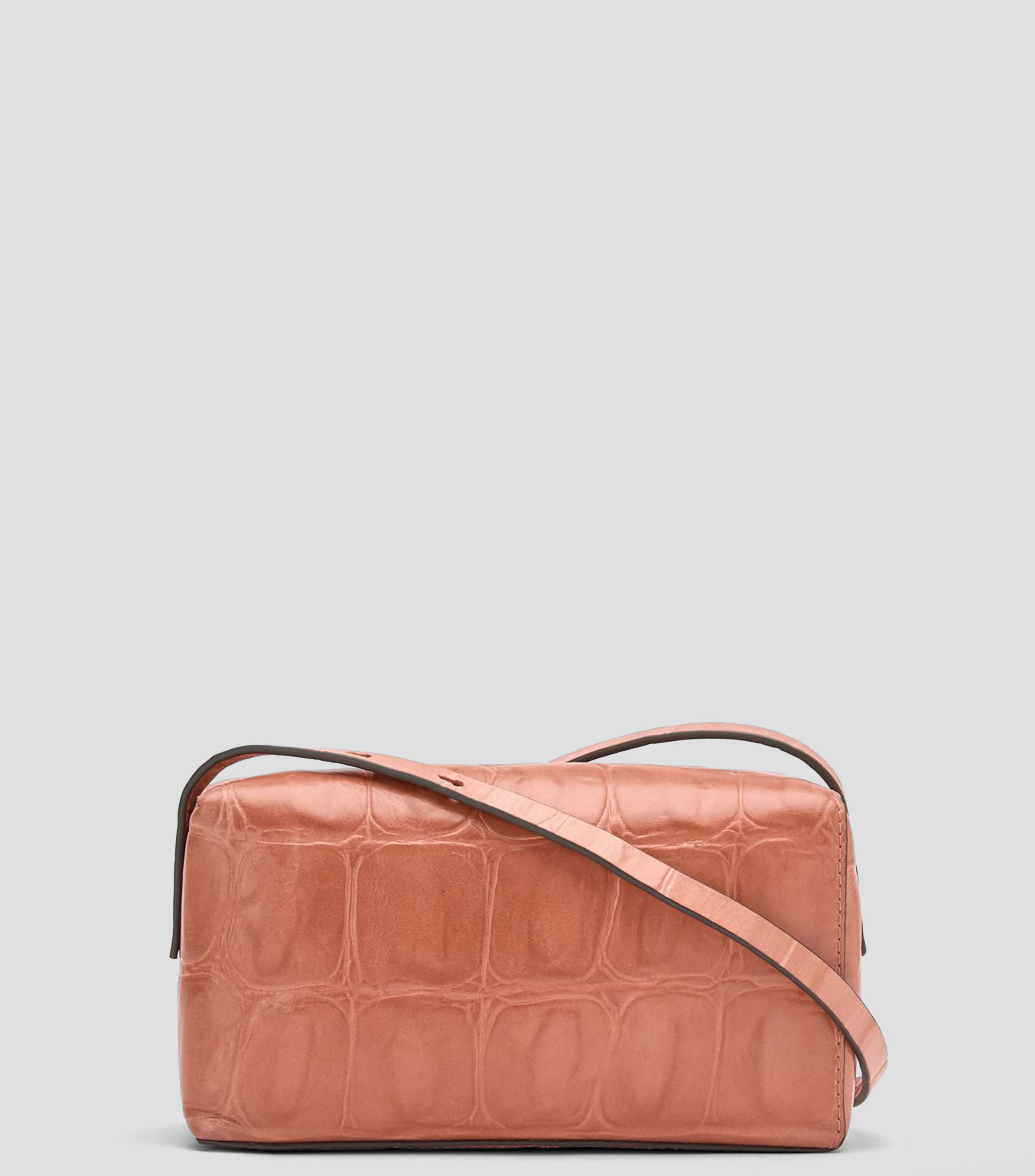 Bolsa crossbody mini cajita en piel con grabado efecto coco sólido Mujer